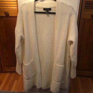 Long cream colored cardigan